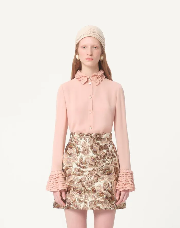 Valentino Shirts And Tops Woman Georgette Blouse For Woman In Rose Mist Rose Mist