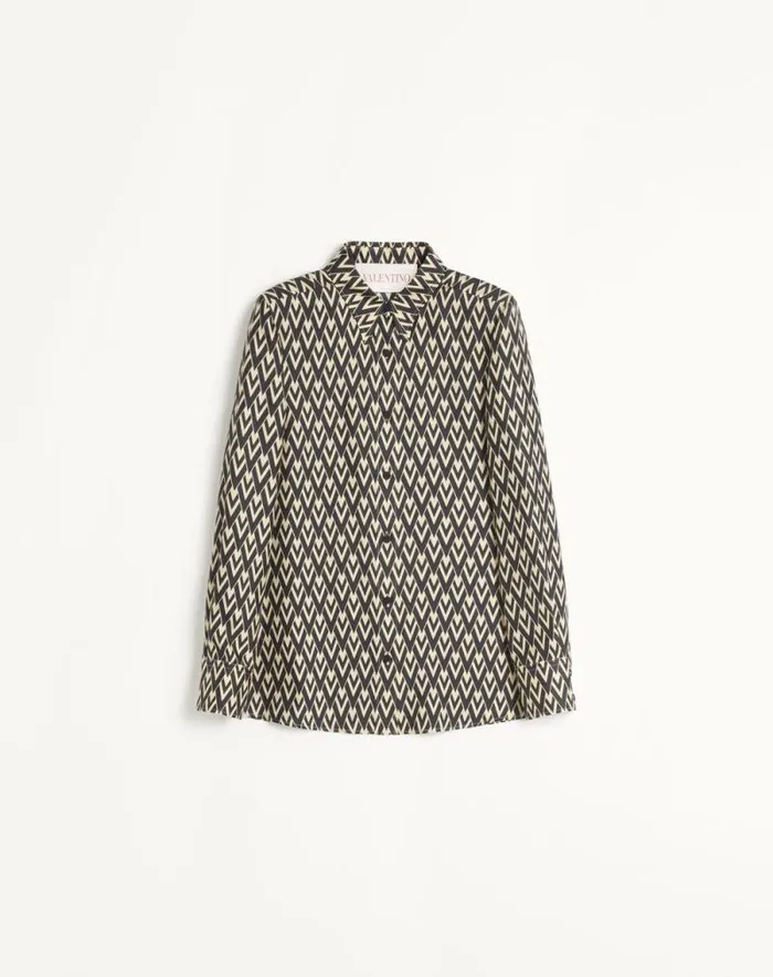 Valentino Shirts And Tops Woman Toute La V Twill Shirt For Woman In Blackivory Blackivory Valentino Shirts And Tops Woman Toute La V Twill Shirt For Woman In Blackivory Blackivory
