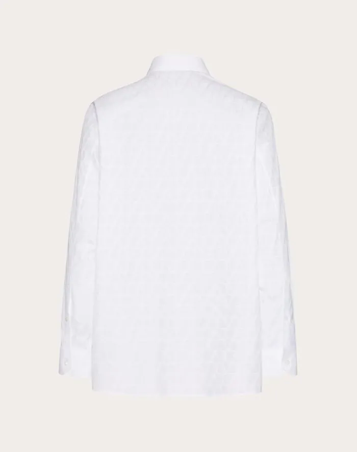 Valentino Shirts Man Cotton Poplin Shirt With Toile Iconographe Pattern For Man In Black Black Valentino Shirts Man Cotton Poplin Shirt With Toile Iconographe Pattern For Man In Black Black