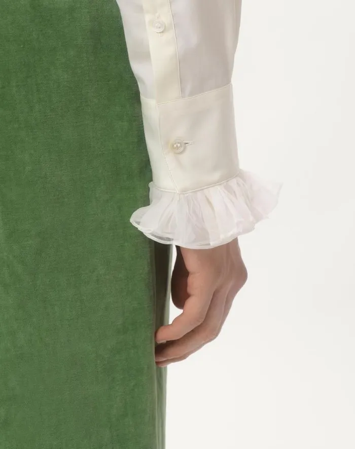 Valentino Shirts Man Cotton Shirt With Plastron And Ruffles For Man In Ivory Ivory Valentino Shirts Man Cotton Shirt With Plastron And Ruffles For Man In Ivory Ivory