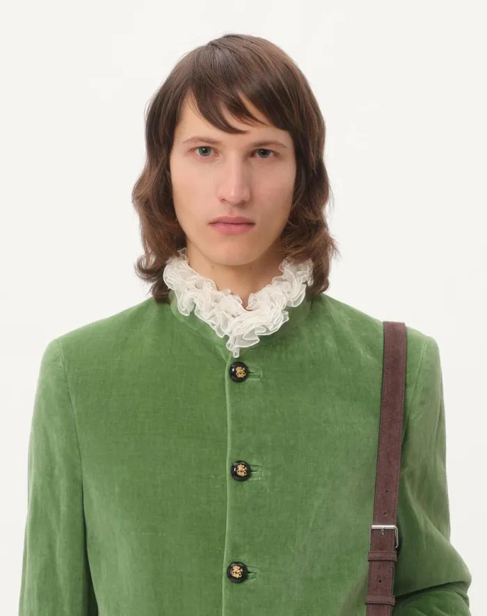 Valentino Shirts Man Cotton Shirt With Plastron And Ruffles For Man In Ivory Ivory Valentino Shirts Man Cotton Shirt With Plastron And Ruffles For Man In Ivory Ivory