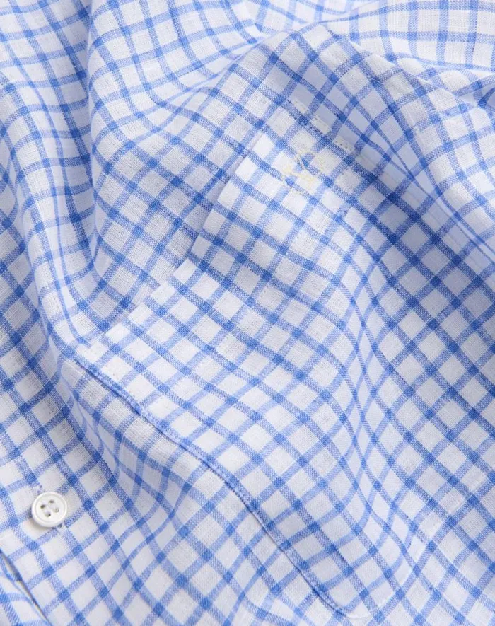 Valentino Shirts Man Linen Shirt With Vlogo Embroidery For Man In Whitelight Blue Whitelight Blue