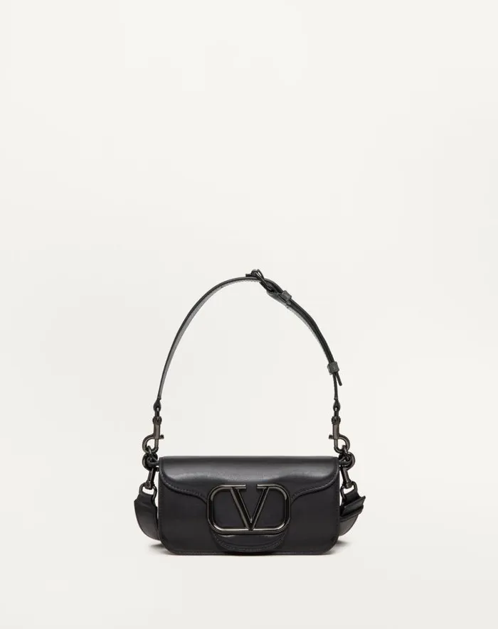 Valentino Shoulder Bags Man Mini Valentino Garavani Loc Crossbody Calfskin Bag For Man In Black Black Valentino Shoulder Bags Man Mini Valentino Garavani Loc Crossbody Calfskin Bag For Man In Black Black