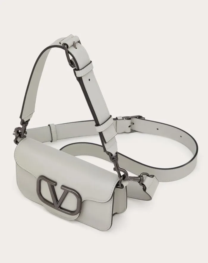 Valentino Shoulder Bags Man Mini Valentino Garavani Loc Crossbody Calfskin Bag For Man In Black Black