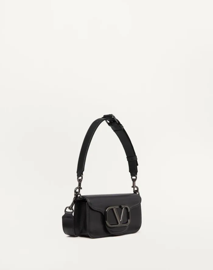 Valentino Shoulder Bags Man Mini Valentino Garavani Loc Crossbody Calfskin Bag For Man In Black Black