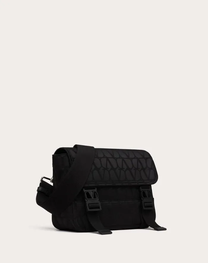 Valentino Shoulder Bags Man Toile Iconographe Shoulder Bag In Technical Fabric With Leather Details For Man In Black Black Valentino Shoulder Bags Man Toile Iconographe Shoulder Bag In Technical Fabric With Leather Details For Man In Black Black