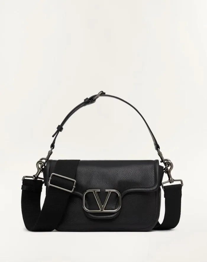 Valentino Shoulder Bags Man Valentino Garavani Alltime Grainy Calfskin Shoulder Bag For Man In Amazon Greenblack Amazon Greenblack