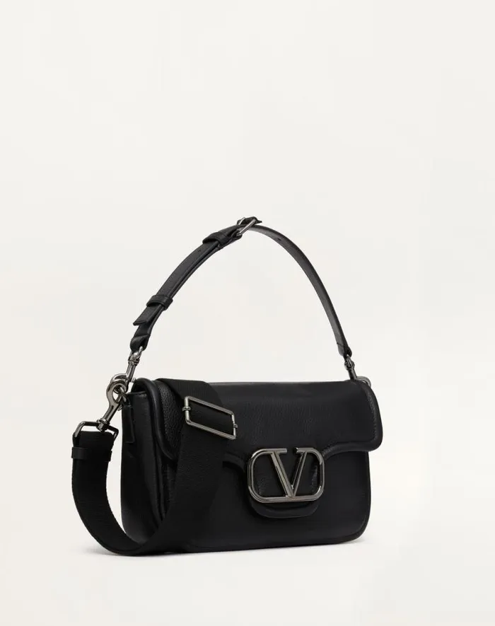 Valentino Shoulder Bags Man Valentino Garavani Alltime Grainy Calfskin Shoulder Bag For Man In Black Black