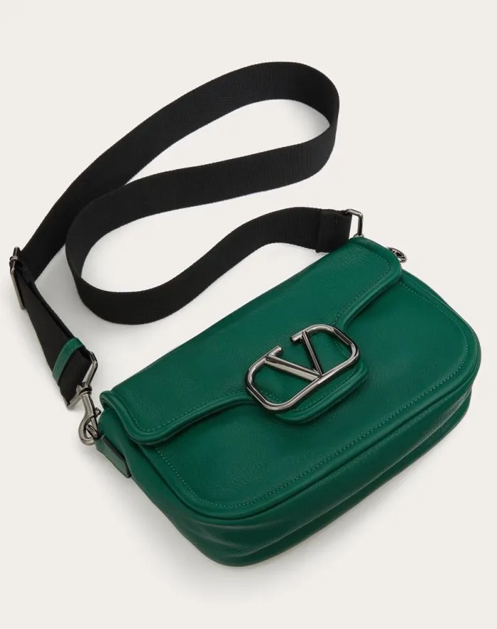 Valentino Shoulder Bags Man Valentino Garavani Alltime Grainy Calfskin Shoulder Bag For Man In Black Black