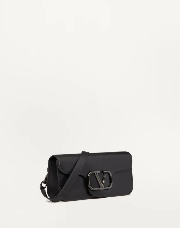 Valentino Shoulder Bags Man Valentino Garavani Loc Crossbody Calfskin Bag For Man In Black Black