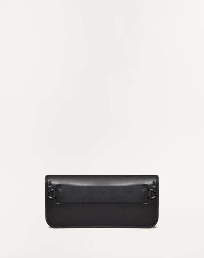 Valentino Shoulder Bags Man Valentino Garavani Loc Crossbody Calfskin Bag For Man In Black Black