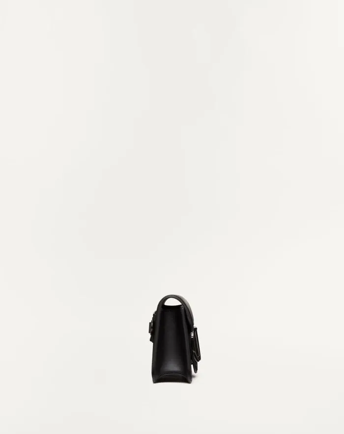 Valentino Shoulder Bags Man Valentino Garavani Loc Crossbody Calfskin Bag For Man In Black Black