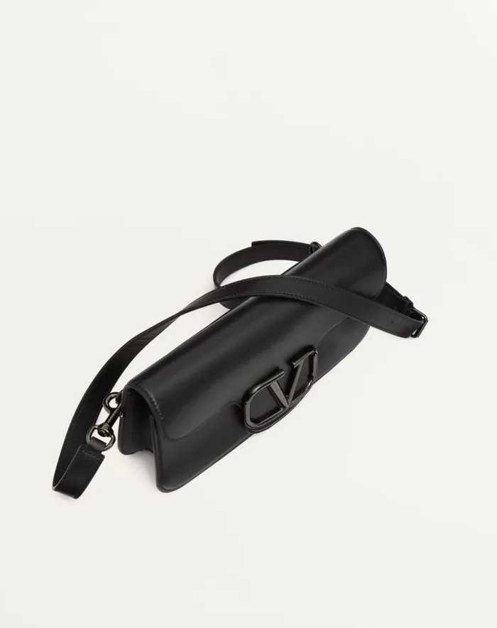 Valentino Shoulder Bags Man Valentino Garavani Loc Crossbody Calfskin Bag For Man In Black Black