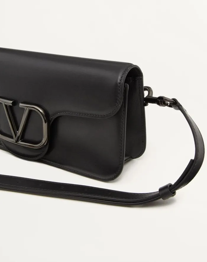 Valentino Shoulder Bags Man Valentino Garavani Loc Crossbody Calfskin Bag For Man In Black Black