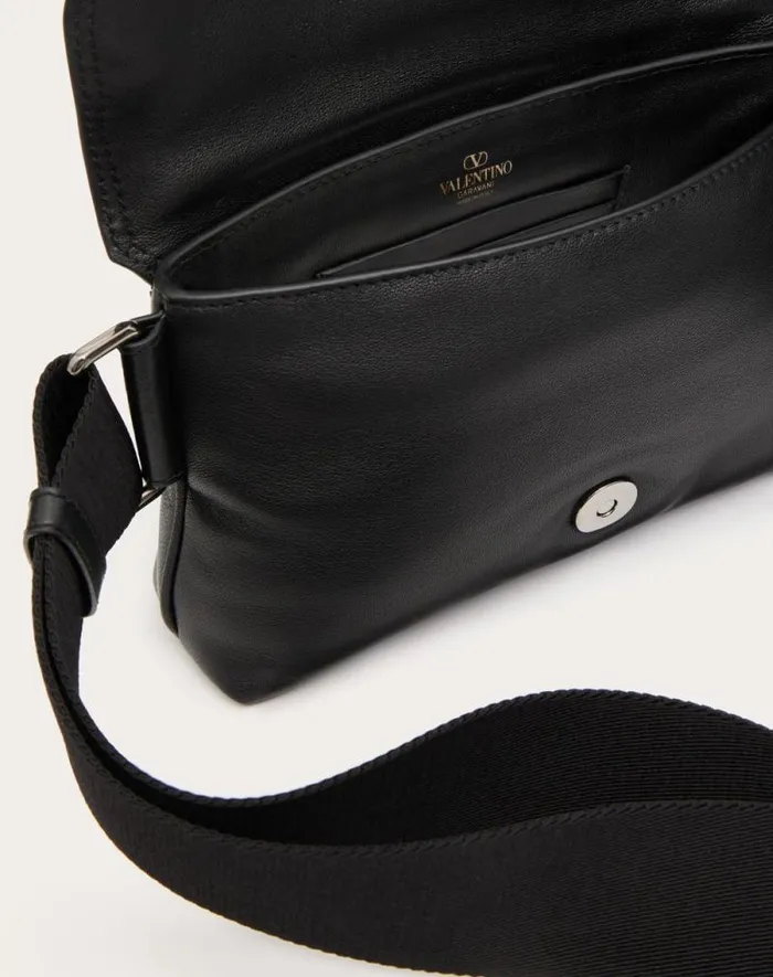 Valentino Shoulder Bags Man Valentino Garavani Noir Nappa Leather Shoulder Bag For Man In Black Black