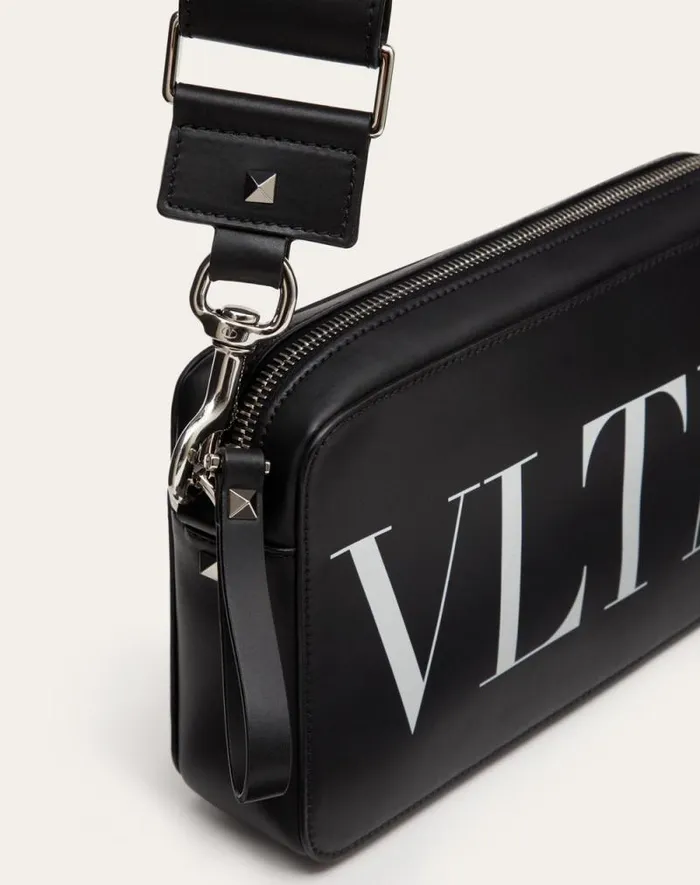 Valentino Shoulder Bags Man Vltn Leather Crossbody Bag For Man In Blackwhite Blackwhite