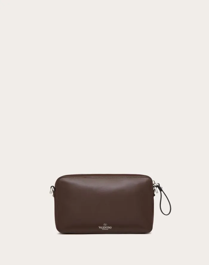Valentino Shoulder Bags Man Vltn Leather Crossbody Bag For Man In Blackwhite Blackwhite