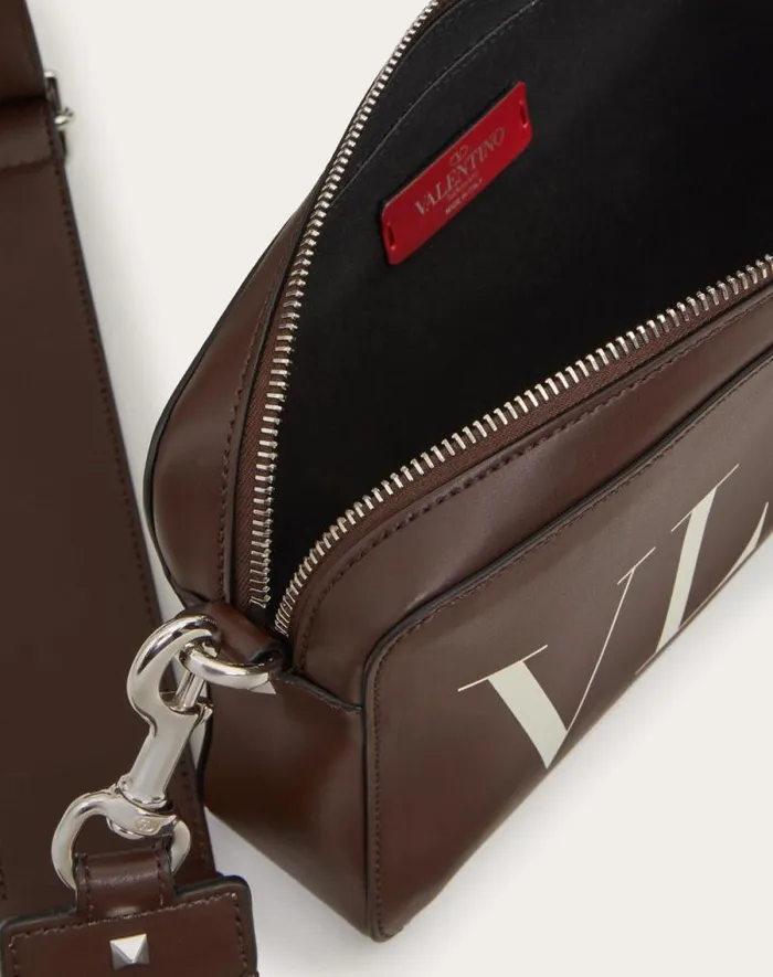 Valentino Shoulder Bags Man Vltn Leather Crossbody Bag For Man In Blackwhite Blackwhite