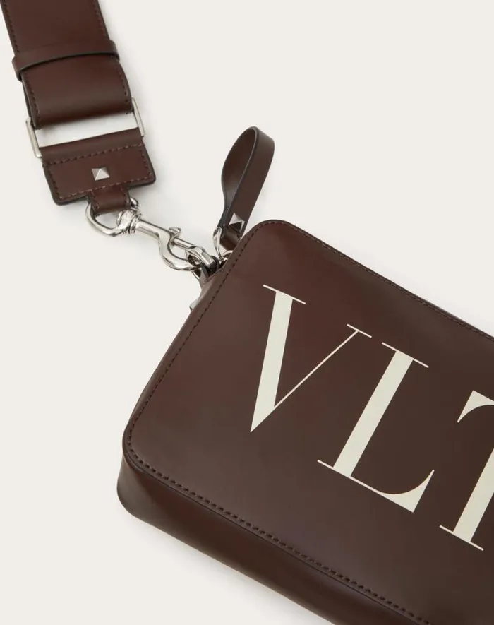 Valentino Shoulder Bags Man Vltn Leather Crossbody Bag For Man In Blackwhite Blackwhite