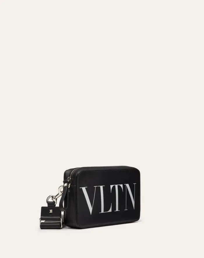Valentino Shoulder Bags Man Vltn Leather Crossbody Bag For Man In Blackwhite Blackwhite