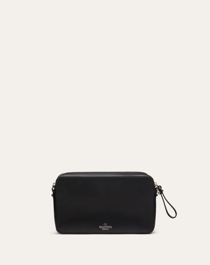 Valentino Shoulder Bags Man Vltn Leather Crossbody Bag For Man In Blackwhite Blackwhite