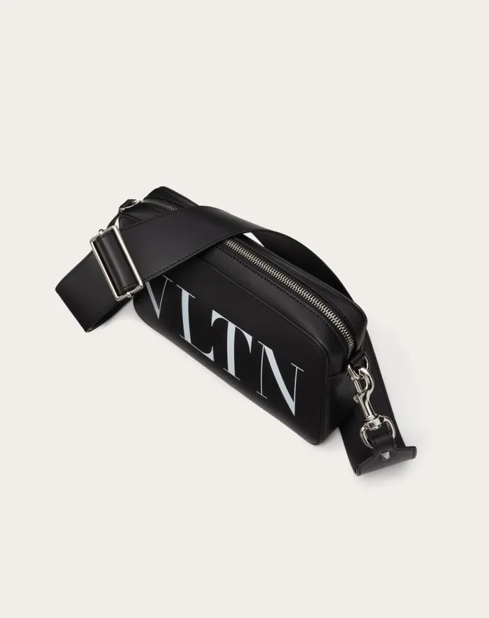 Valentino Shoulder Bags Man Vltn Leather Crossbody Bag For Man In Blackwhite Blackwhite