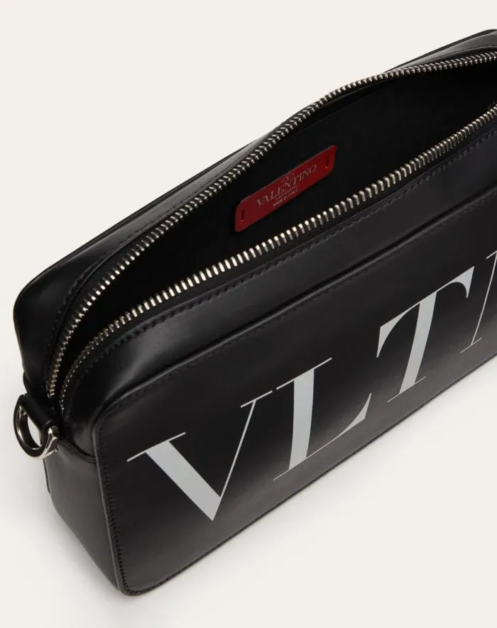 Valentino Shoulder Bags Man Vltn Leather Crossbody Bag For Man In Blackwhite Blackwhite