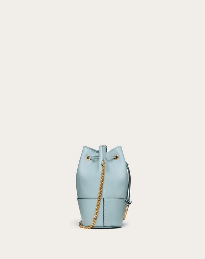 Valentino Shoulder Bags Woman Mini Bucket Bag In Nappa With Vlogo Signature Chain For Woman In Black Black