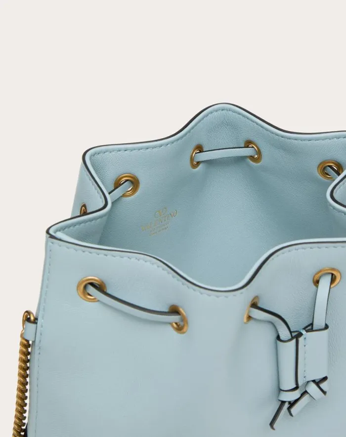 Valentino Shoulder Bags Woman Mini Bucket Bag In Nappa With Vlogo Signature Chain For Woman In Black Black