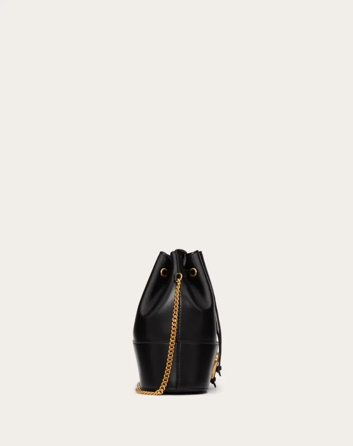 Valentino Shoulder Bags Woman Mini Bucket Bag In Nappa With Vlogo Signature Chain For Woman In Black Black