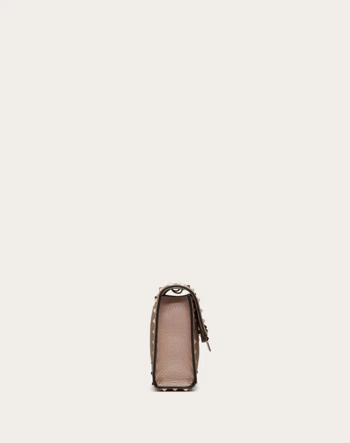 Valentino Shoulder Bags Woman Small Rockstud Grainy Calfskin Crossbody Bag For Woman In Almond Almond
