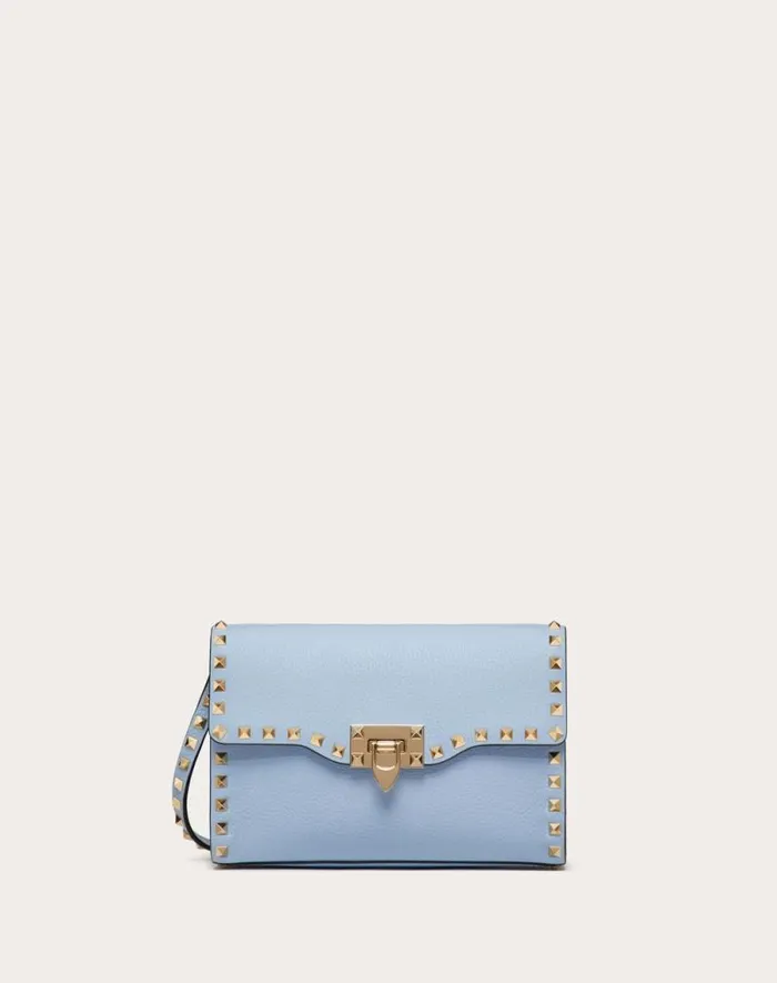 Valentino Shoulder Bags Woman Small Rockstud Grainy Calfskin Crossbody Bag For Woman In Almond Almond
