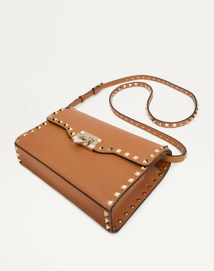 Valentino Shoulder Bags Woman Small Rockstud Grainy Calfskin Crossbody Bag For Woman In Black Black Valentino Shoulder Bags Woman Small Rockstud Grainy Calfskin Crossbody Bag For Woman In Black Black