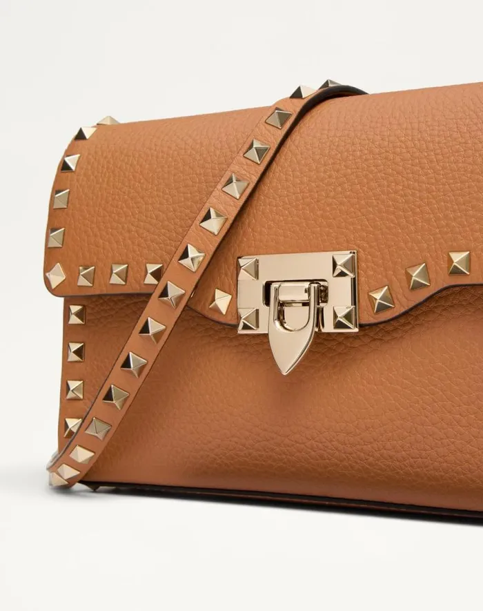 Valentino Shoulder Bags Woman Small Rockstud Grainy Calfskin Crossbody Bag For Woman In Black Black Valentino Shoulder Bags Woman Small Rockstud Grainy Calfskin Crossbody Bag For Woman In Black Black
