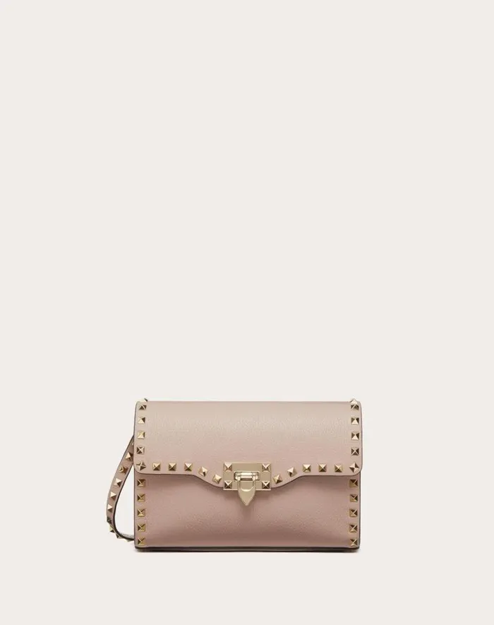 Valentino Shoulder Bags Woman Small Rockstud Grainy Calfskin Crossbody Bag For Woman In Black Black Valentino Shoulder Bags Woman Small Rockstud Grainy Calfskin Crossbody Bag For Woman In Black Black