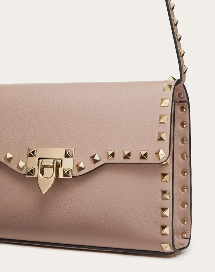 Valentino Shoulder Bags Woman Small Rockstud Grainy Calfskin Crossbody Bag For Woman In Black Black Valentino Shoulder Bags Woman Small Rockstud Grainy Calfskin Crossbody Bag For Woman In Black Black