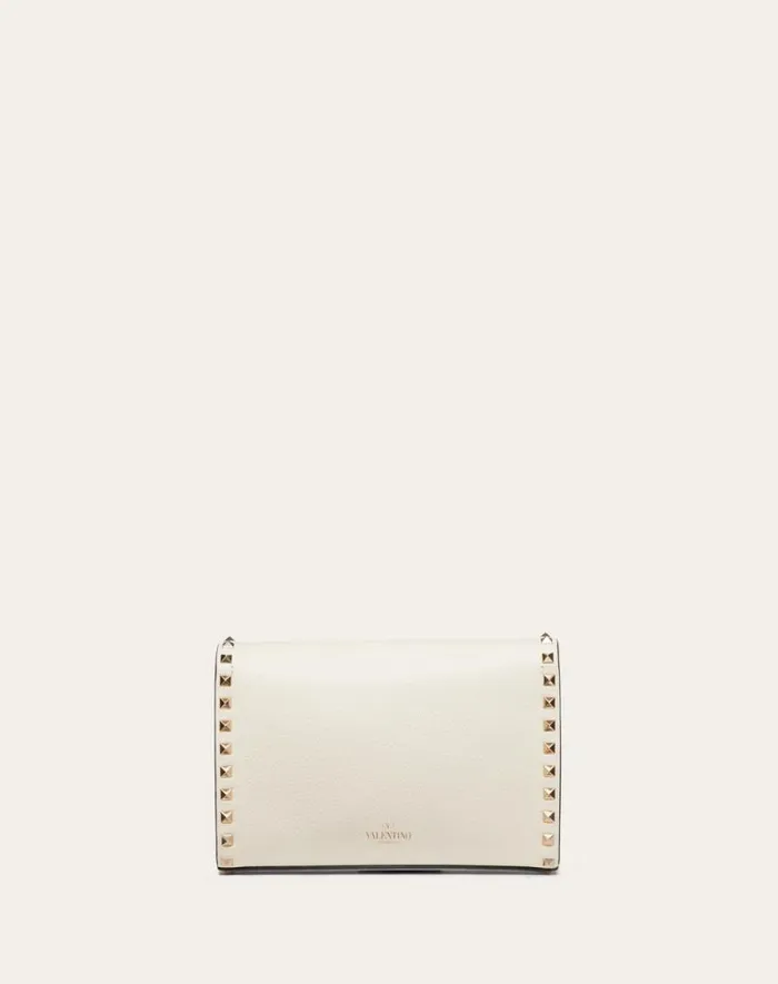 Valentino Shoulder Bags Woman Small Rockstud Grainy Calfskin Crossbody Bag For Woman In Poudre Poudre