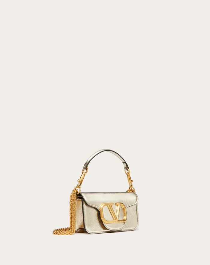 Valentino Shoulder Bags Woman Small Valentino Garavani Loc Metallic Calfskin Shoulder Bag For Woman In Platinum Platinum Valentino Shoulder Bags Woman Small Valentino Garavani Loc Metallic Calfskin Shoulder Bag For Woman In Platinum Platinum
