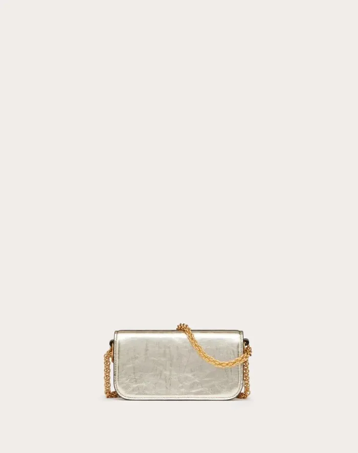 Valentino Shoulder Bags Woman Small Valentino Garavani Loc Metallic Calfskin Shoulder Bag For Woman In Platinum Platinum Valentino Shoulder Bags Woman Small Valentino Garavani Loc Metallic Calfskin Shoulder Bag For Woman In Platinum Platinum