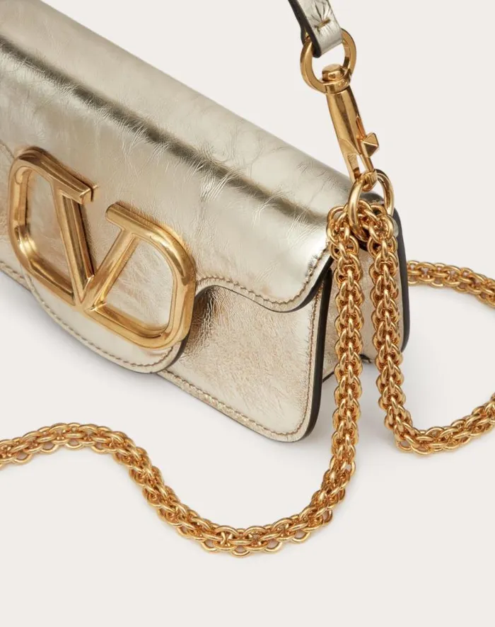Valentino Shoulder Bags Woman Small Valentino Garavani Loc Metallic Calfskin Shoulder Bag For Woman In Platinum Platinum Valentino Shoulder Bags Woman Small Valentino Garavani Loc Metallic Calfskin Shoulder Bag For Woman In Platinum Platinum
