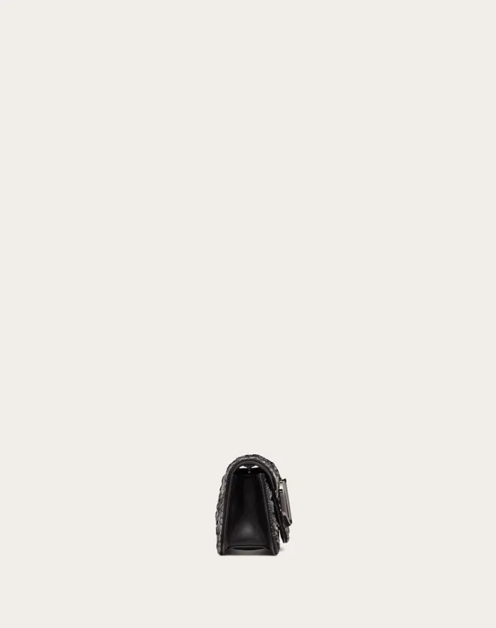 Valentino Shoulder Bags Woman Small Valentino Garavani Loc Shoulder Bag With Crystals For Woman In Black Black Valentino Shoulder Bags Woman Small Valentino Garavani Loc Shoulder Bag With Crystals For Woman In Black Black