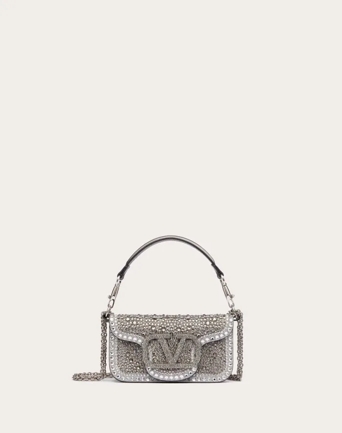 Valentino Shoulder Bags Woman Small Valentino Garavani Loc Shoulder Bag With Rhinestones For Woman In Crystalblackanthracite Crystalblackanthracite Valentino Shoulder Bags Woman Small Valentino Garavani Loc Shoulder Bag With Rhinestones For Woman In Crystalblackanthracite Crystalblackanthracite