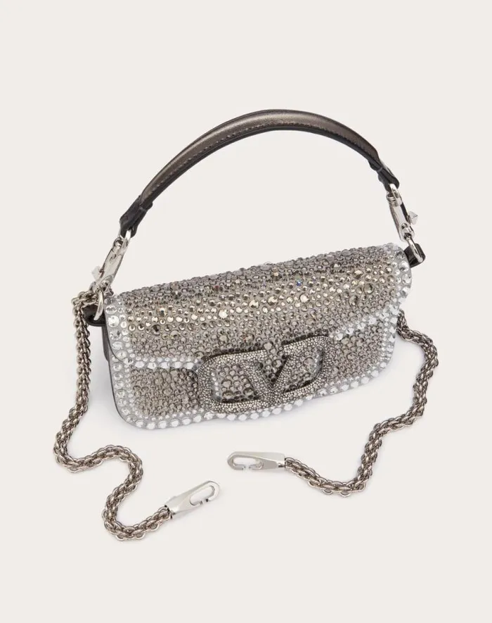 Valentino Shoulder Bags Woman Small Valentino Garavani Loc Shoulder Bag With Rhinestones For Woman In Crystalblackanthracite Crystalblackanthracite Valentino Shoulder Bags Woman Small Valentino Garavani Loc Shoulder Bag With Rhinestones For Woman In Crystalblackanthracite Crystalblackanthracite
