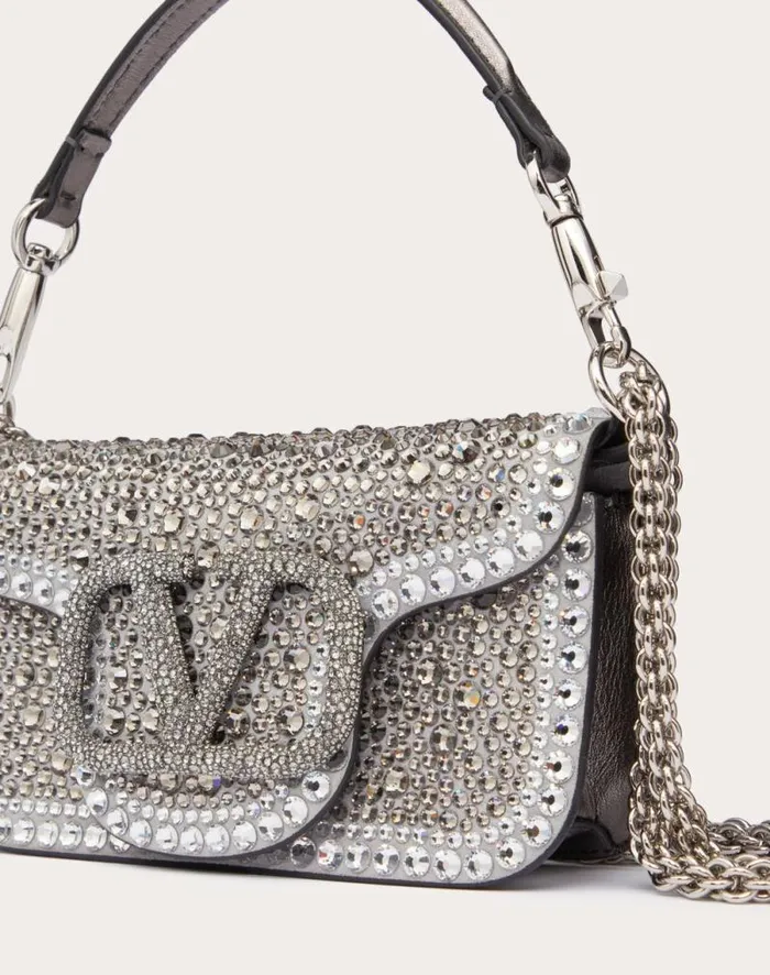 Valentino Shoulder Bags Woman Small Valentino Garavani Loc Shoulder Bag With Rhinestones For Woman In Crystalblackanthracite Crystalblackanthracite Valentino Shoulder Bags Woman Small Valentino Garavani Loc Shoulder Bag With Rhinestones For Woman In Crystalblackanthracite Crystalblackanthracite