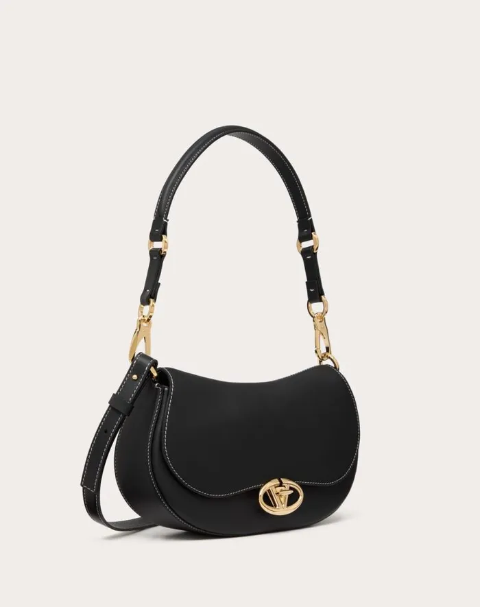Valentino Shoulder Bags Woman Small Valentino Garavani Ohval Shoulder Bag In Nappa Calfskin For Woman In Black Black Valentino Shoulder Bags Woman Small Valentino Garavani Ohval Shoulder Bag In Nappa Calfskin For Woman In Black Black