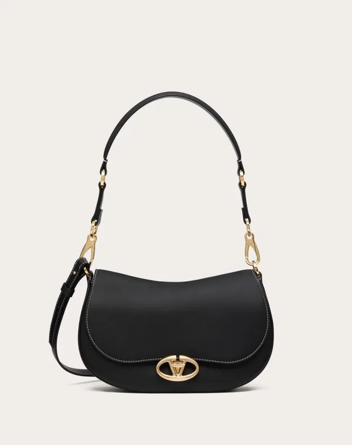 Valentino Shoulder Bags Woman Small Valentino Garavani Ohval Shoulder Bag In Nappa Calfskin For Woman In Black Black Valentino Shoulder Bags Woman Small Valentino Garavani Ohval Shoulder Bag In Nappa Calfskin For Woman In Black Black