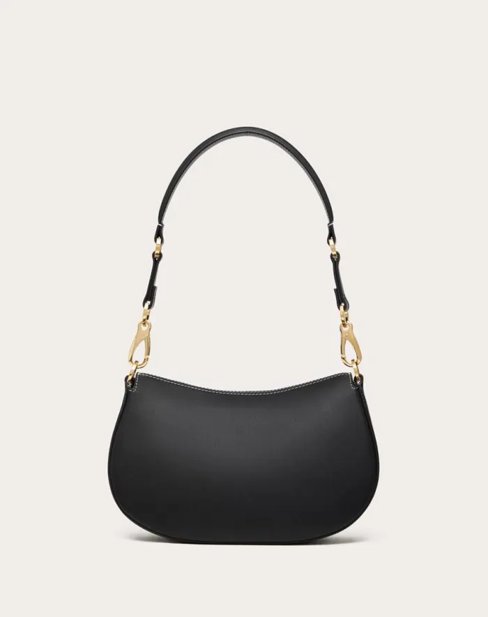 Valentino Shoulder Bags Woman Small Valentino Garavani Ohval Shoulder Bag In Nappa Calfskin For Woman In Black Black Valentino Shoulder Bags Woman Small Valentino Garavani Ohval Shoulder Bag In Nappa Calfskin For Woman In Black Black