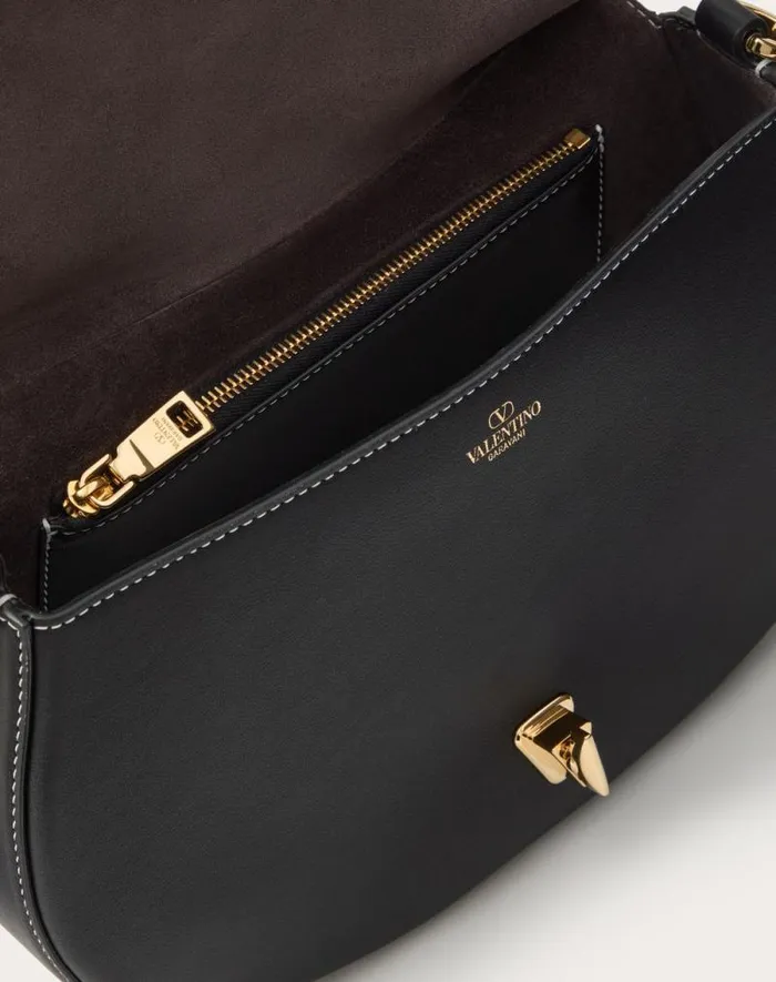 Valentino Shoulder Bags Woman Small Valentino Garavani Ohval Shoulder Bag In Nappa Calfskin For Woman In Black Black Valentino Shoulder Bags Woman Small Valentino Garavani Ohval Shoulder Bag In Nappa Calfskin For Woman In Black Black