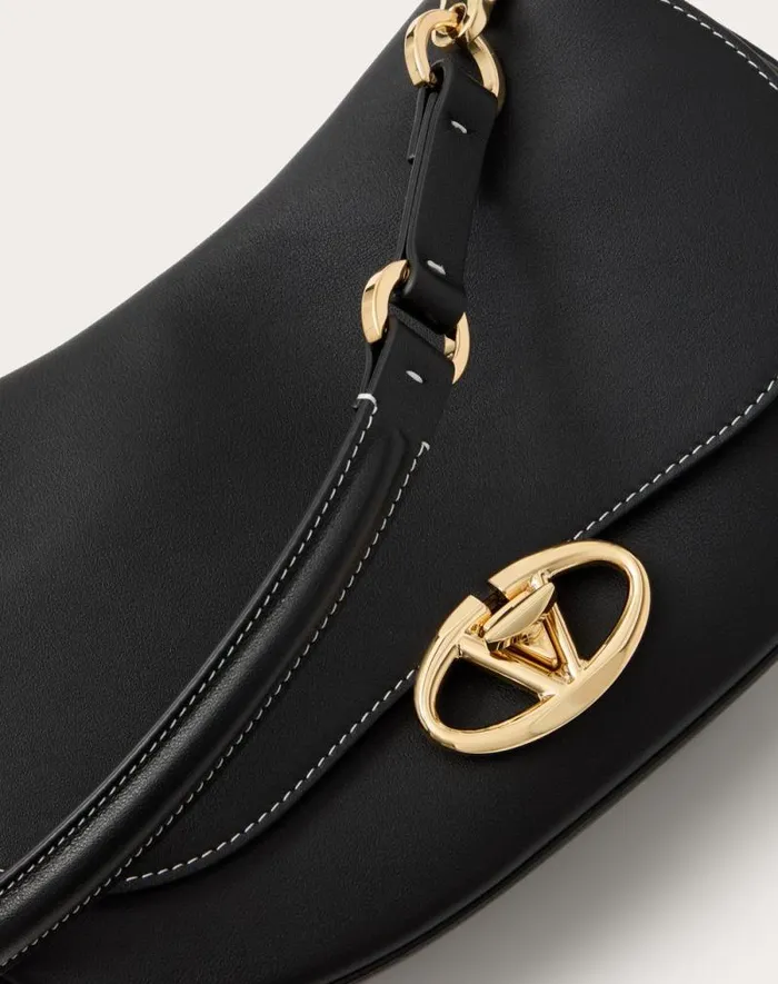 Valentino Shoulder Bags Woman Small Valentino Garavani Ohval Shoulder Bag In Nappa Calfskin For Woman In Black Black Valentino Shoulder Bags Woman Small Valentino Garavani Ohval Shoulder Bag In Nappa Calfskin For Woman In Black Black