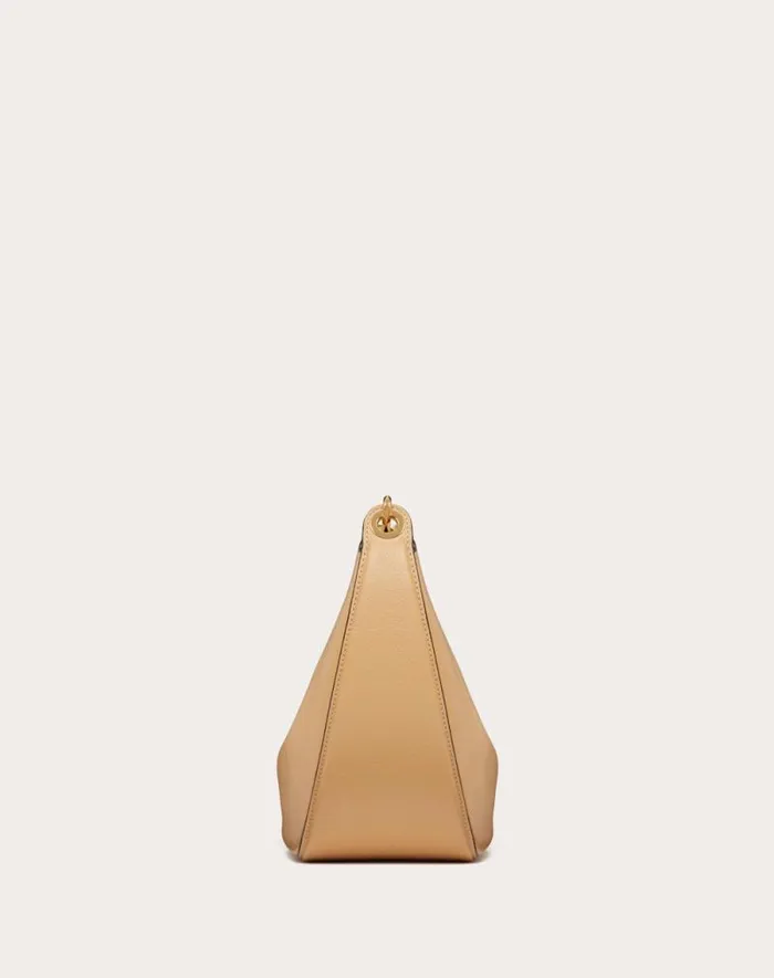 Valentino Shoulder Bags Woman Small Vlogo Moon Hobo Bag In Grainy Calfskin With Chain For Woman In Porcelain Blue Porcelain Blue